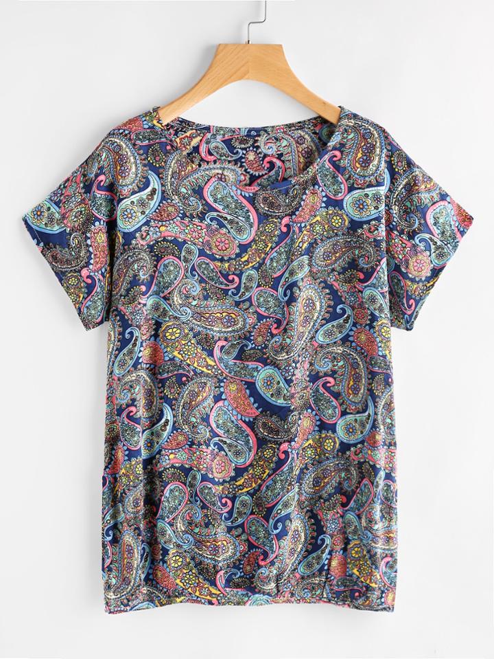 Shein Allover Paisley Print Tee