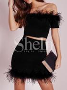 Shein Black Off The Shoulder Crop Top With Skirt