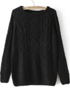 Shein Cable Knit Loose Black Sweater