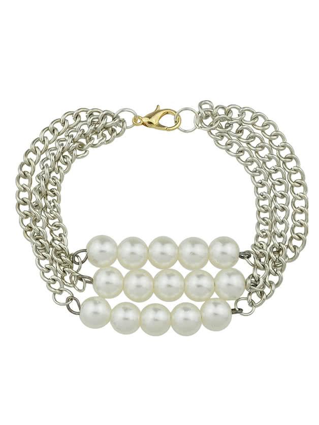 Shein Punk Rock Multilayers Pearl Chunky Chain Bracelets