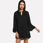 Shein Flounce Sleeve Choker Neck Dress
