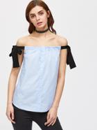 Shein Self Tie Drawstring Detail Dolphin Hem Top