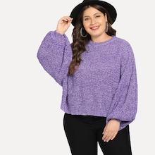 Shein Plus Bishop Sleeve Flecked Sweater