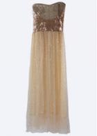 Rosewe High Waist Strapless Sequin Embellished Maxi Dress
