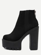 Shein Black Suede Zipper Back Ankle Boots