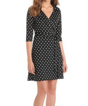 Shein Black V Neck Polka Dot Dress