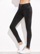 Shein Dark Grey Pocket Skinny Jeans