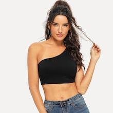 Shein One Shoulder Crop Tank Top