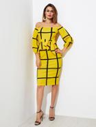 Shein Self Tie Grid Peplum Dress