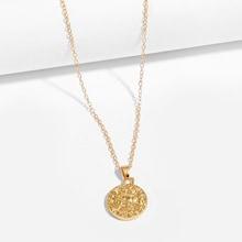 Shein Men Gemini Engraved Round Pendant Necklace