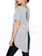 Shein Grey Keyhole Back Slit Back T-shirt