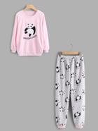 Shein Panda Print Pajama Top And Pants
