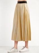 Shein Golden Contrast Waist Pleated Skirt