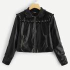 Shein Pearl And Beaded Detail Frill Trim Jacket