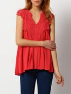 Shein Red V Neck Lace Tank Top