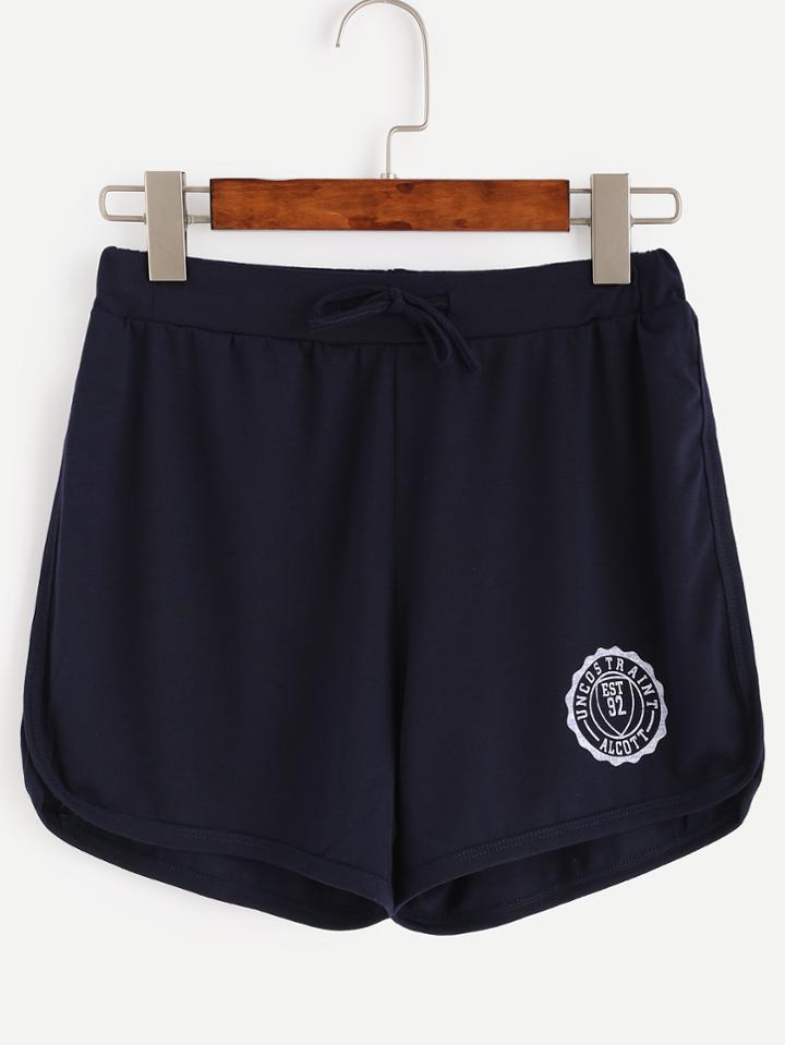 Shein Navy Drawstring Waist Binding Shorts
