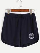 Shein Navy Drawstring Waist Binding Shorts