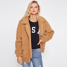 Shein Drop Shoulder Oversized Teddy Jacket