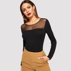 Shein Contrast Mesh Solid Tee
