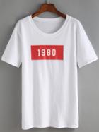 Shein White Number Print T-shirt