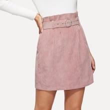 Shein O-ring Belted Waist Corduroy Skirt