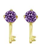 Shein Purple Crystal Key Shape Stud Earring