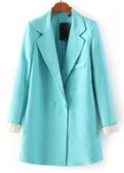 Rosewe Fabulous Button Closure Turndown Collar Light Blue Blazer