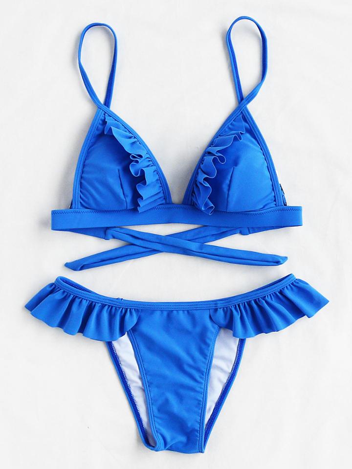 Shein Frill Trim Triangle Bikini Set