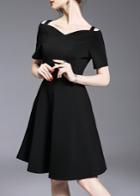 Shein Black Strap Elegance A-line Dress