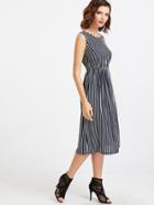 Shein Contrast Vertical Striped Elastic Waist Tank Dress