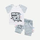 Shein Toddler Boys Dinosaur Print Tee With Shorts