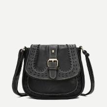 Shein Laser Cut Detail Buckle Strap Saddle Bag