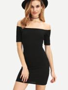 Shein Bardot Grommet Lace Up Back Bodycon Dress