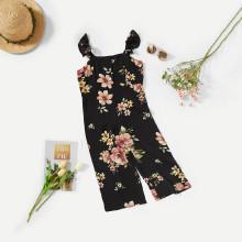 Shein Girls Flower Print Wide Leg Cami Jumpsuit