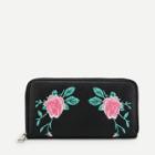 Shein Flower Embroidery Zip-around Wallet