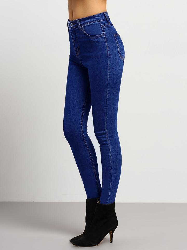 Shein Blue Middle Waist Skinny Jeans