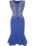Shein Blue V Neck Embroidered Fishtail Dress