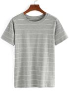 Shein Grey Striped T-shirt