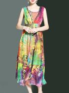 Shein Sequined Print Elastic-waist Dress