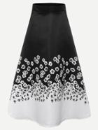 Shein Floral Print Zipper Back A-line Skirt