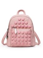 Shein Embossed Faux Leather Studded Backpack - Pink