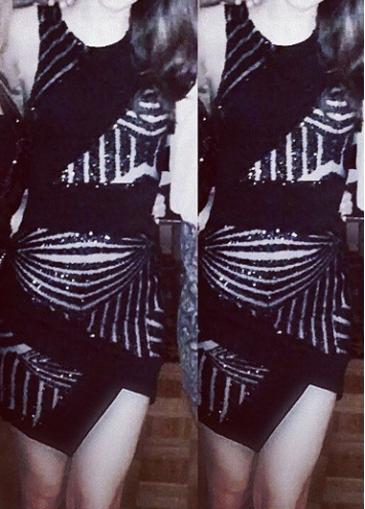 Rosewe Round Neck Asymmetric Printed Sheath Dress