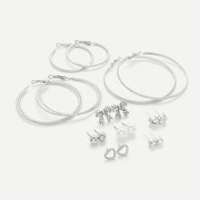 Shein Bow & Mixed Hoop Design Earring Set