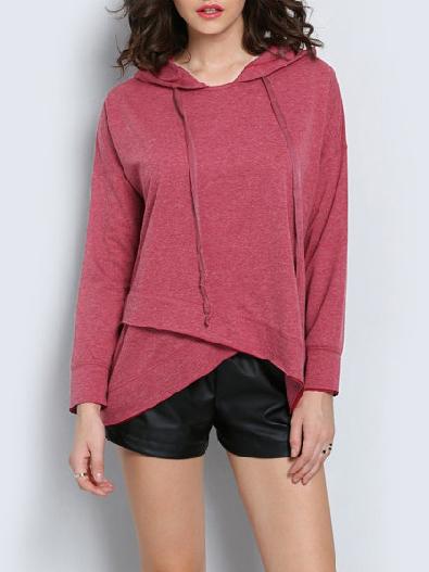 Shein Red Hooded Cross Front Sweatshirt