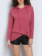 Shein Red Hooded Cross Front Sweatshirt