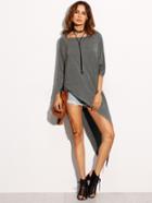 Shein Grey Asymmetrical Long T-shirt