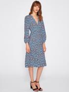 Shein Retro Print Plunge Neckline Dress