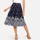 Shein Boxed Pleated Floral Skirt