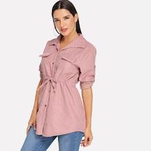 Shein Drawstring Waist Collar Blouse