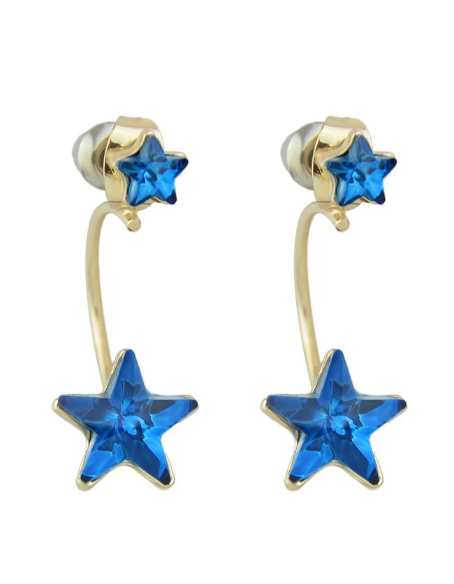 Shein Beautiful Blue Rhinestone Stud Star Earrings